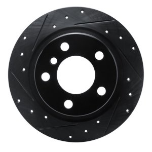 BMW 118i Brake Rotor (1) - Rear Left - R1 Concepts - Drilled & Slotted - Black - `12-`18